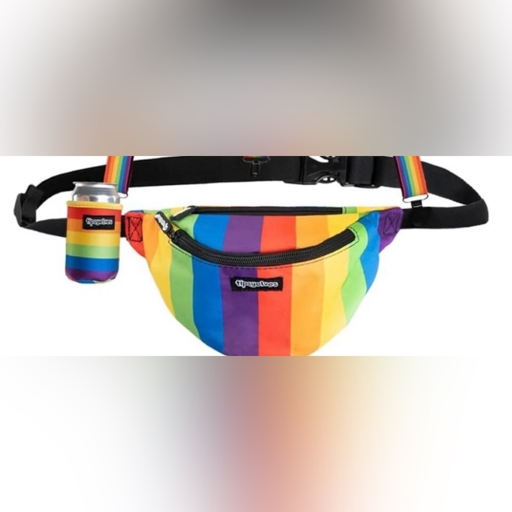NEW tipsey elves 🧝‍♀️🌈Rainbow Fanny Pack with Drink Holder, Suspenders, and Cape